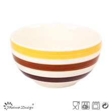 Stripe Handpainted Circle Ceramic Bowl